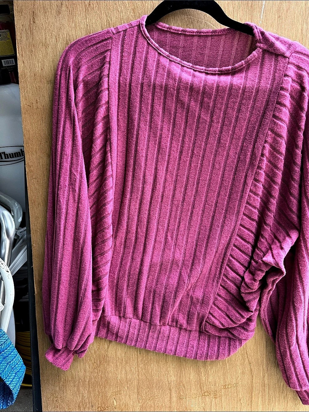 Pink Ribbed Crew Neck Sweater